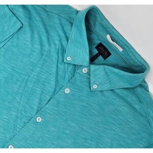 Good Man Brand Men Shirt Size XXL 2XL Button Down Short Sleeve Turquoise Stretch